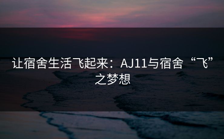 让宿舍生活飞起来：AJ11与宿舍“飞”之梦想