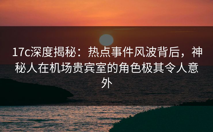 17c深度揭秘：热点事件风波背后，神秘人在机场贵宾室的角色极其令人意外
