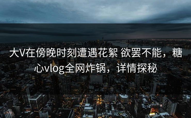 大V在傍晚时刻遭遇花絮 欲罢不能，糖心vlog全网炸锅，详情探秘