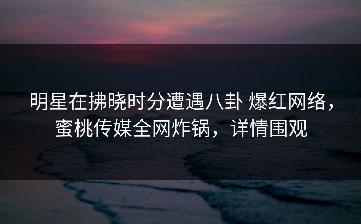 明星在拂晓时分遭遇八卦 爆红网络,蜜桃传媒全网炸锅,详情围观 明星在拂晓时分遭遇八卦 爆红网络,蜜桃传媒全网炸锅,详情围观